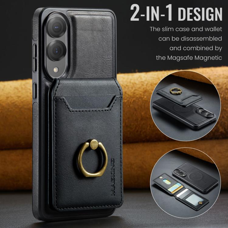 For Samsung Galaxy S25 Edge 5G MAGKING K1 MagSafe Detachable Wallet RFID Back Cover Phone Case
