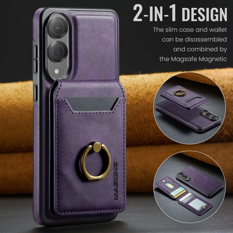For Samsung Galaxy S25 Edge 5G MAGKING K1 MagSafe Detachable Wallet RFID Back Cover Phone Case