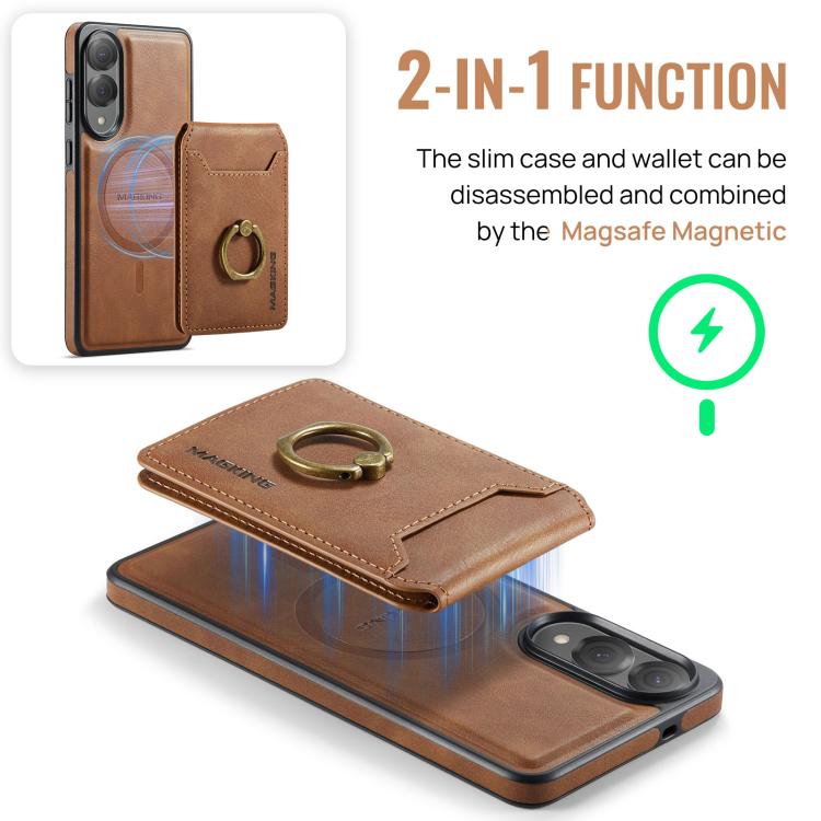 For Samsung Galaxy S25 Edge 5G MAGKING K1 MagSafe Detachable Wallet RFID Back Cover Phone Case