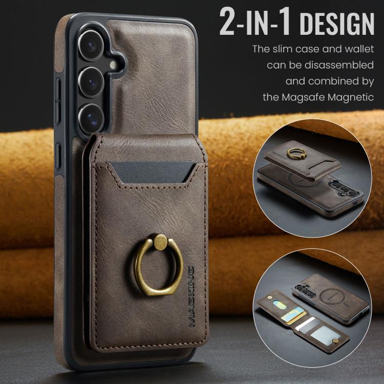 For Samsung Galaxy S25 FE 5G MAGKING K1 MagSafe Detachable Wallet RFID Back Cover Phone Case