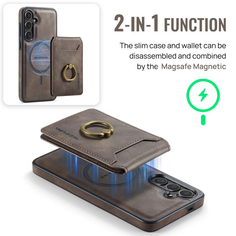 For Samsung Galaxy S25 FE 5G MAGKING K1 MagSafe Detachable Wallet RFID Back Cover Phone Case