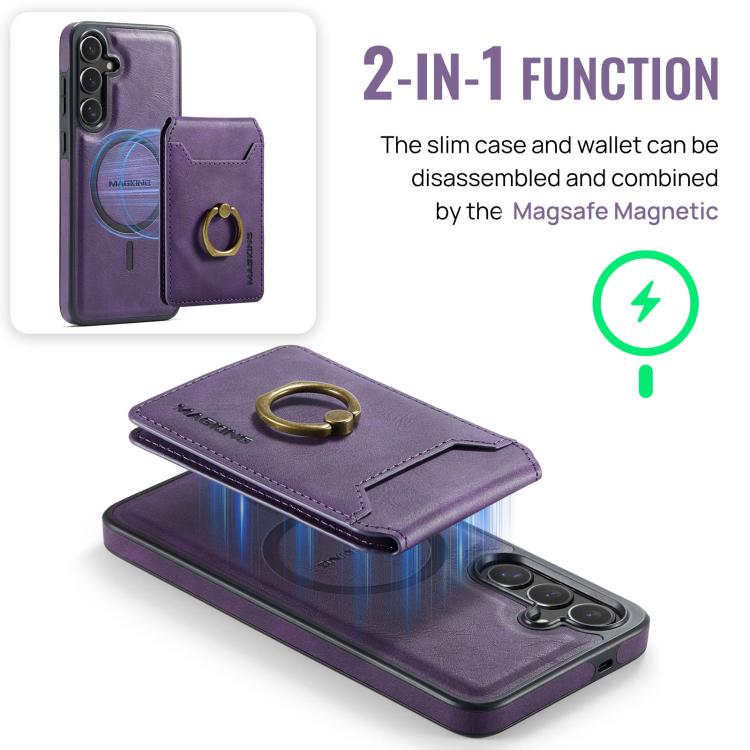 For Samsung Galaxy S25 FE 5G MAGKING K1 MagSafe Detachable Wallet RFID Back Cover Phone Case