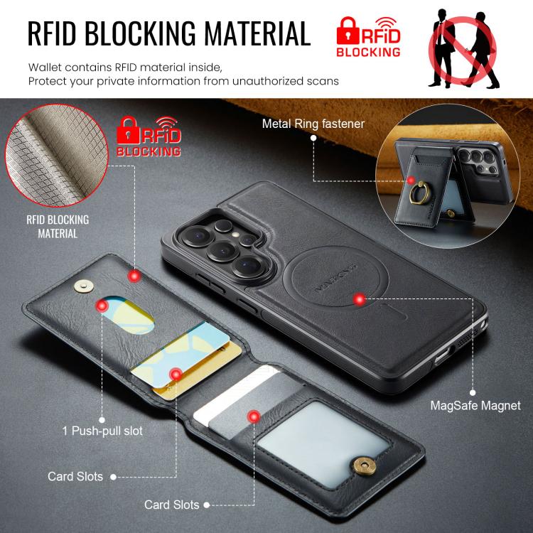 For Samsung Galaxy S26 Ultra 5G MAGKING K1 MagSafe Detachable Wallet RFID Back Cover Phone Case