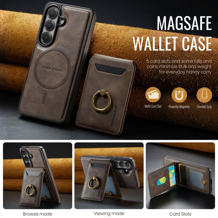 For Samsung Galaxy S26 5G MAGKING K1 MagSafe Detachable Wallet RFID Back Cover Phone Case