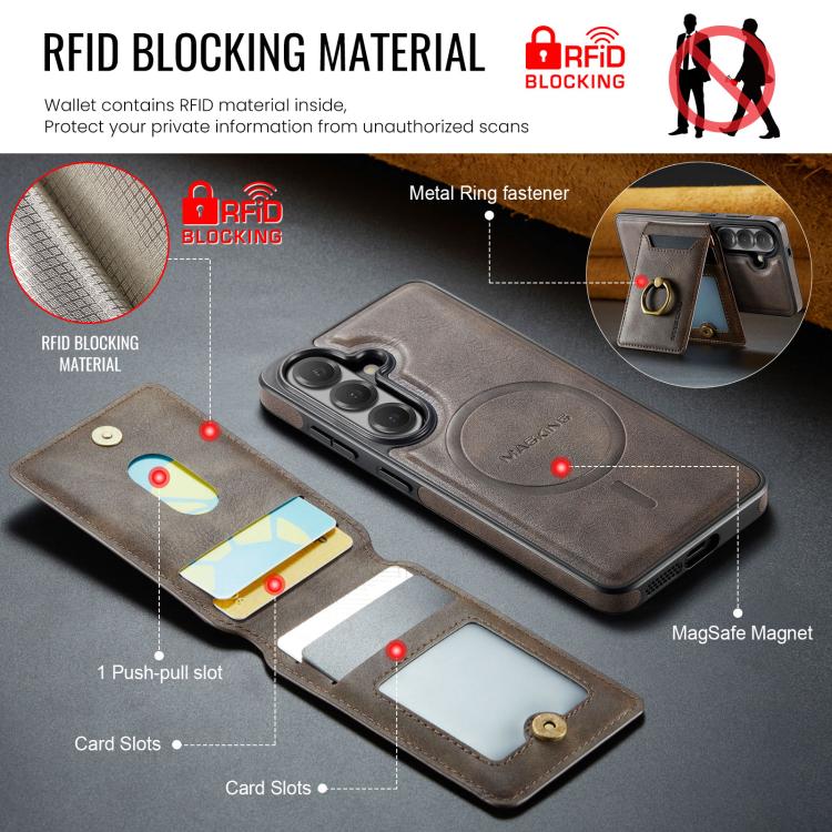 For Samsung Galaxy S26 5G MAGKING K1 MagSafe Detachable Wallet RFID Back Cover Phone Case