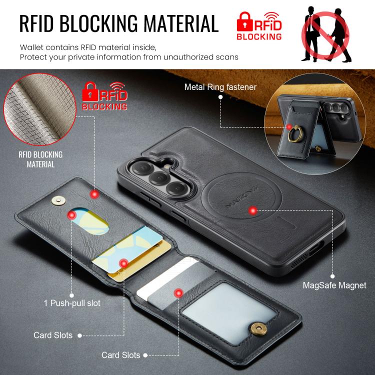 For Samsung Galaxy S26 5G MAGKING K1 MagSafe Detachable Wallet RFID Back Cover Phone Case