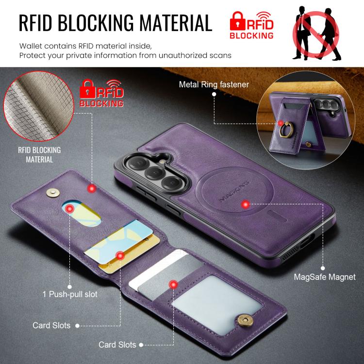For Samsung Galaxy S26 5G MAGKING K1 MagSafe Detachable Wallet RFID Back Cover Phone Case