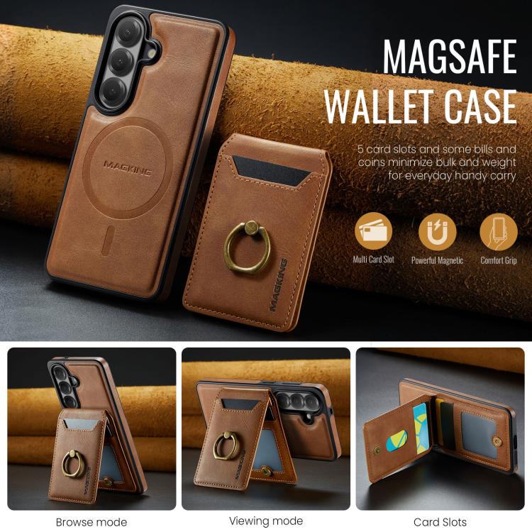 For Samsung Galaxy S26 5G MAGKING K1 MagSafe Detachable Wallet RFID Back Cover Phone Case
