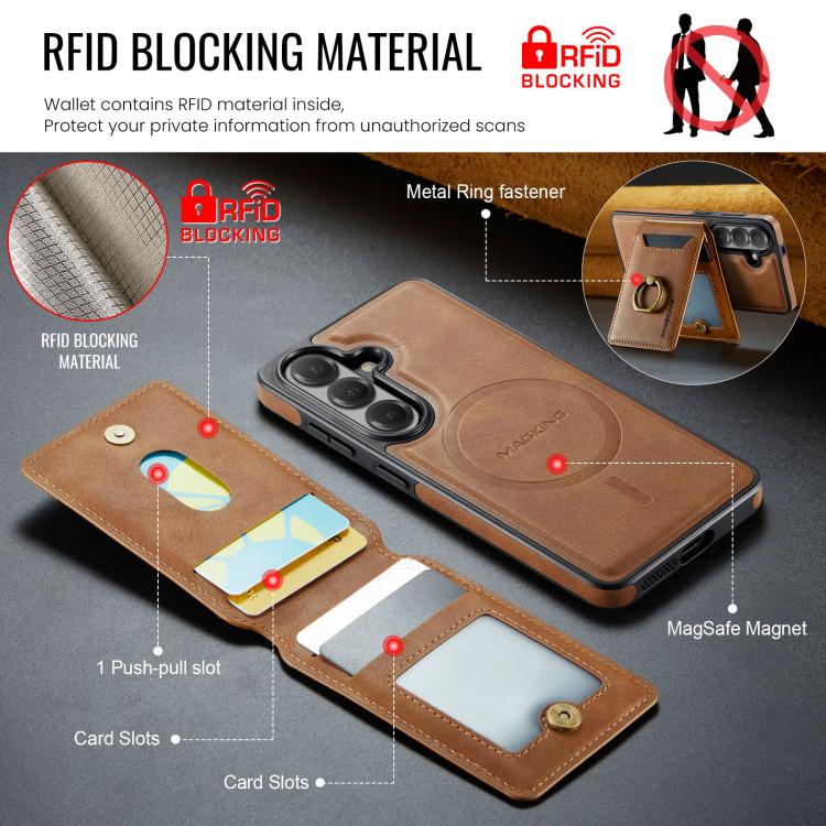 For Samsung Galaxy S26 5G MAGKING K1 MagSafe Detachable Wallet RFID Back Cover Phone Case