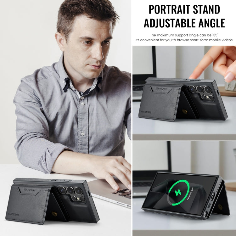 For Samsung Galaxy S24 Ultra 5G MAGKING K2 Series MagSafe RFID Card Bag Detachable Phone Case