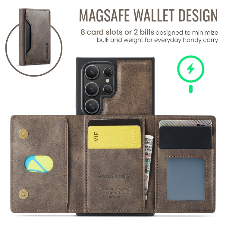 For Samsung Galaxy S24 Ultra 5G MAGKING K2 Series MagSafe RFID Card Bag Detachable Phone Case