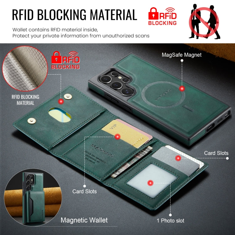 For Samsung Galaxy S24 Ultra 5G MAGKING K2 Series MagSafe RFID Card Bag Detachable Phone Case