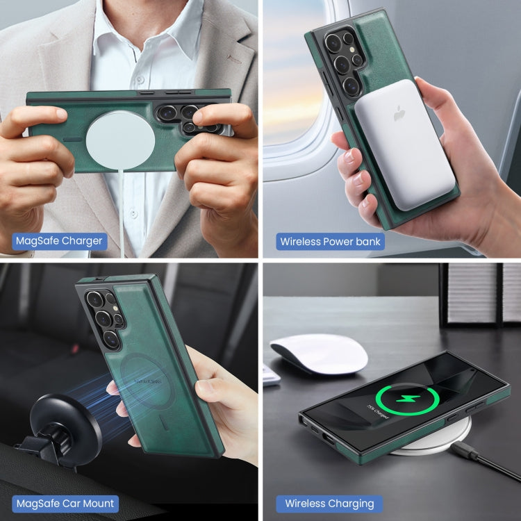 For Samsung Galaxy S24 Ultra 5G MAGKING K2 Series MagSafe RFID Card Bag Detachable Phone Case
