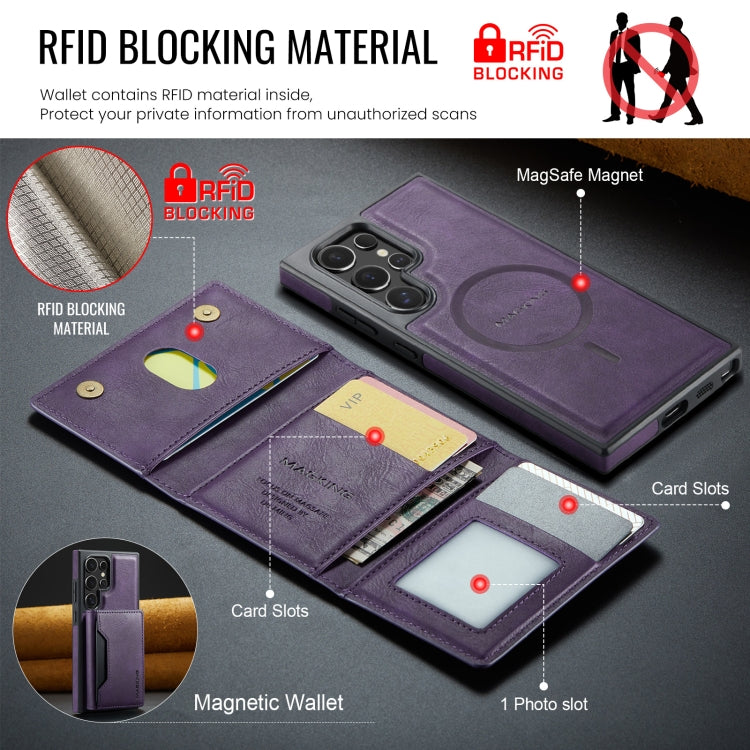 For Samsung Galaxy S24 Ultra 5G MAGKING K2 Series MagSafe RFID Card Bag Detachable Phone Case
