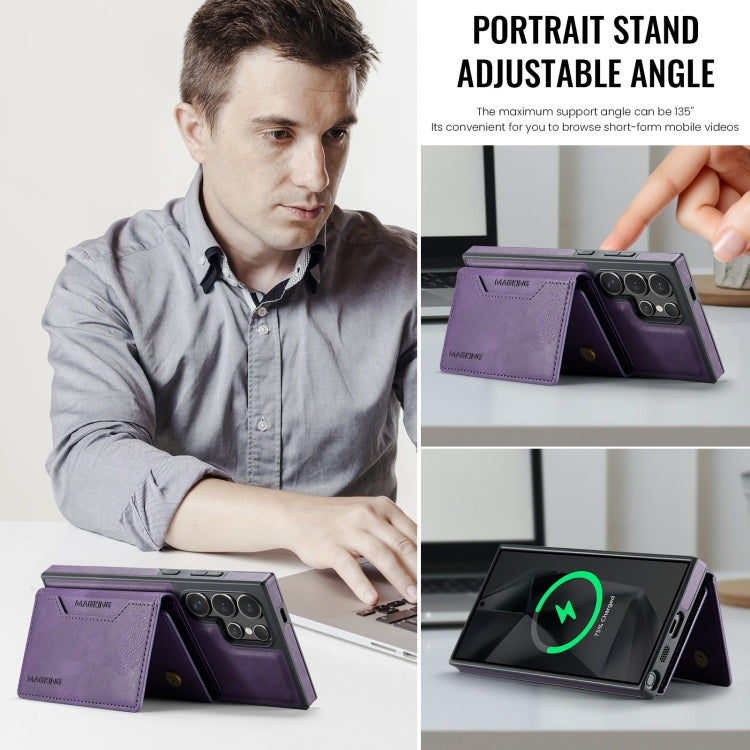 For Samsung Galaxy S24 Ultra 5G MAGKING K2 Series MagSafe RFID Card Bag Detachable Phone Case