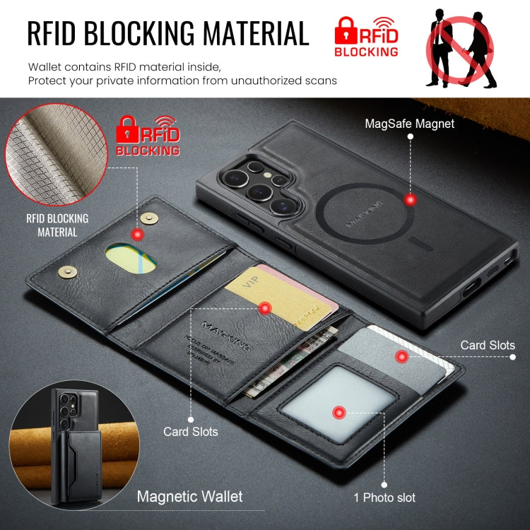 For Samsung Galaxy S23 Ultra 5G MAGKING K2 Series MagSafe RFID Card Bag Detachable Phone Case