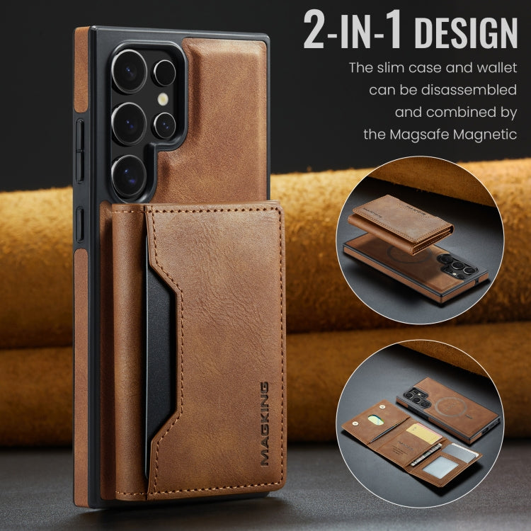 For Samsung Galaxy S23 Ultra 5G MAGKING K2 Series MagSafe RFID Card Bag Detachable Phone Case