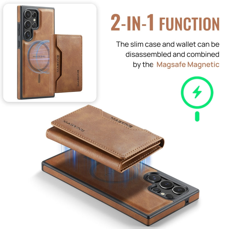 For Samsung Galaxy S23 Ultra 5G MAGKING K2 Series MagSafe RFID Card Bag Detachable Phone Case