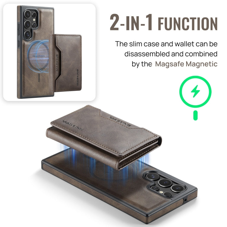 For Samsung Galaxy S23 Ultra 5G MAGKING K2 Series MagSafe RFID Card Bag Detachable Phone Case