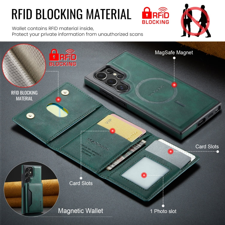 For Samsung Galaxy S23 Ultra 5G MAGKING K2 Series MagSafe RFID Card Bag Detachable Phone Case