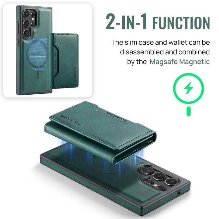 For Samsung Galaxy S23 Ultra 5G MAGKING K2 Series MagSafe RFID Card Bag Detachable Phone Case