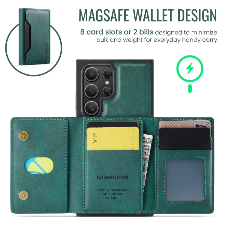 For Samsung Galaxy S23 Ultra 5G MAGKING K2 Series MagSafe RFID Card Bag Detachable Phone Case