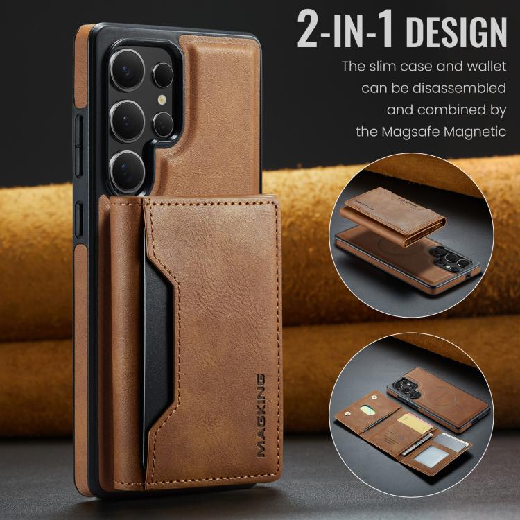 For Samsung Galaxy S25 Ultra 5G MAGKING K2 Series MagSafe RFID Card Bag Detachable Phone Case