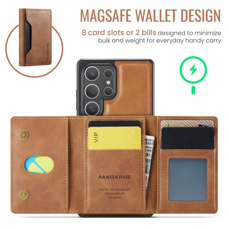 For Samsung Galaxy S25 Ultra 5G MAGKING K2 Series MagSafe RFID Card Bag Detachable Phone Case