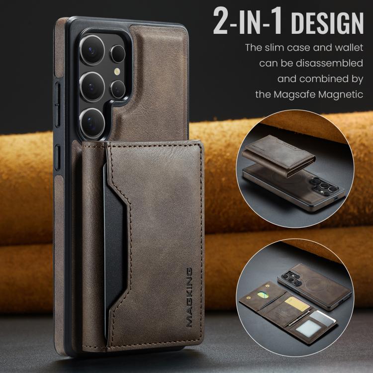 For Samsung Galaxy S25 Ultra 5G MAGKING K2 Series MagSafe RFID Card Bag Detachable Phone Case