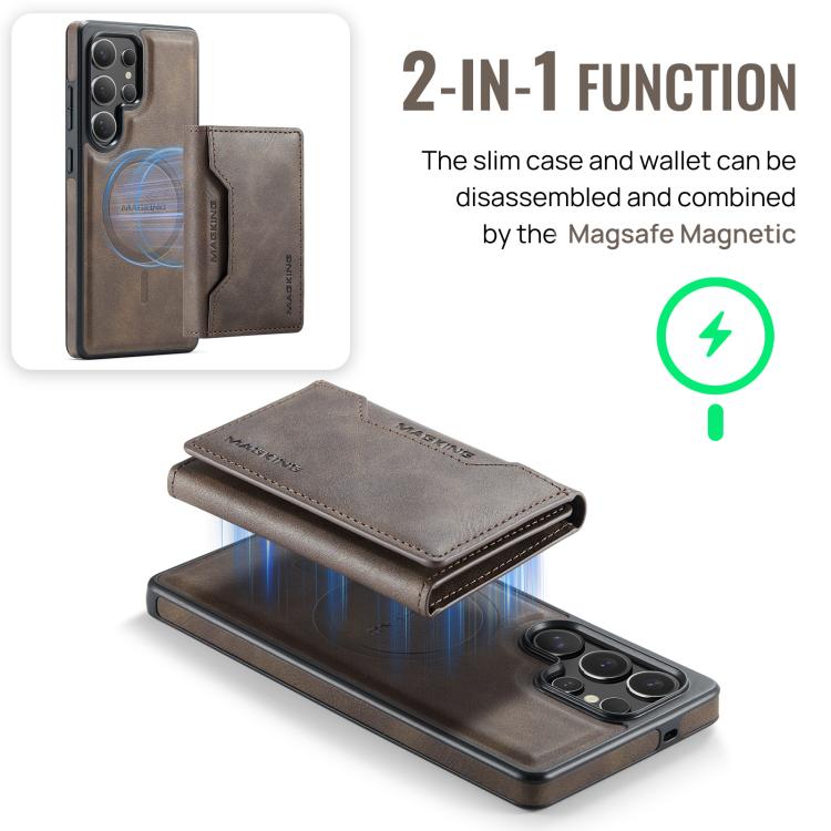 For Samsung Galaxy S25 Ultra 5G MAGKING K2 Series MagSafe RFID Card Bag Detachable Phone Case