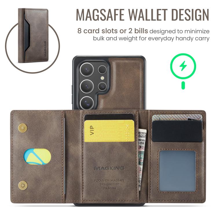 For Samsung Galaxy S25 Ultra 5G MAGKING K2 Series MagSafe RFID Card Bag Detachable Phone Case