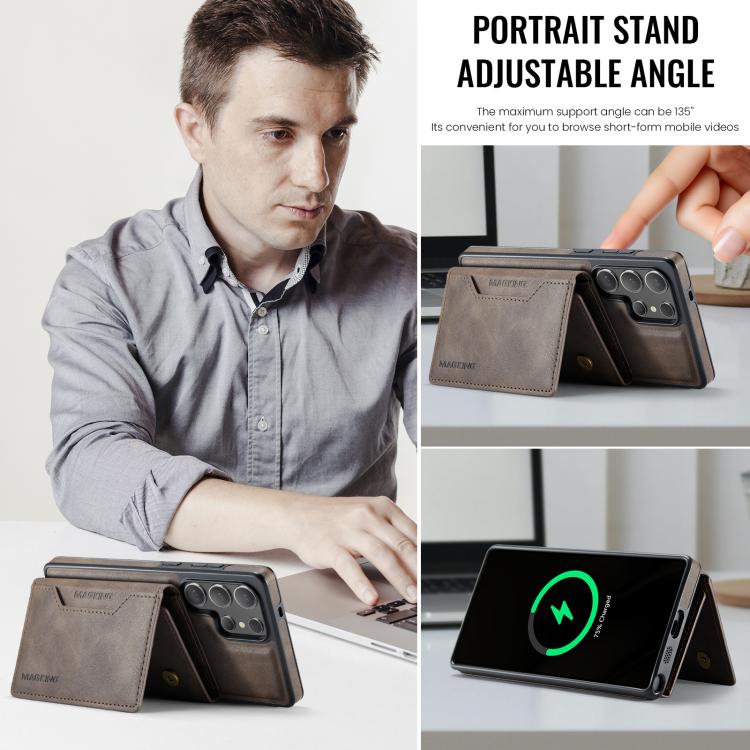 For Samsung Galaxy S25 Ultra 5G MAGKING K2 Series MagSafe RFID Card Bag Detachable Phone Case