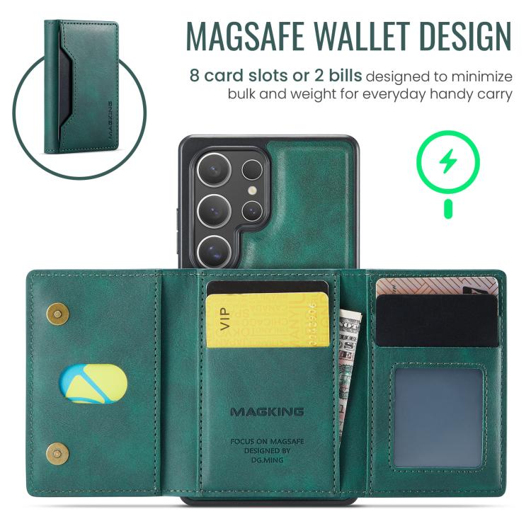 For Samsung Galaxy S25 Ultra 5G MAGKING K2 Series MagSafe RFID Card Bag Detachable Phone Case