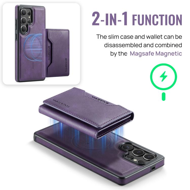 For Samsung Galaxy S25 Ultra 5G MAGKING K2 Series MagSafe RFID Card Bag Detachable Phone Case