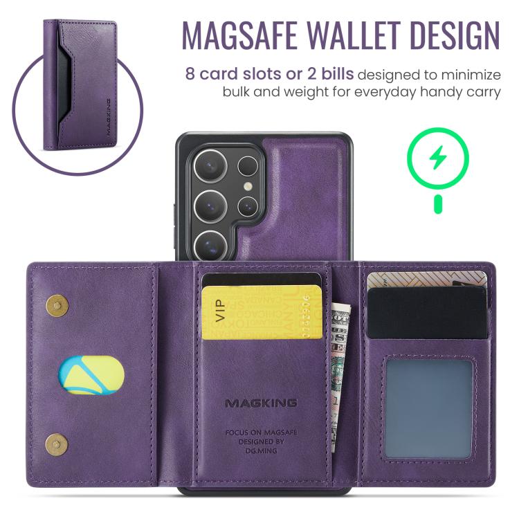 For Samsung Galaxy S25 Ultra 5G MAGKING K2 Series MagSafe RFID Card Bag Detachable Phone Case