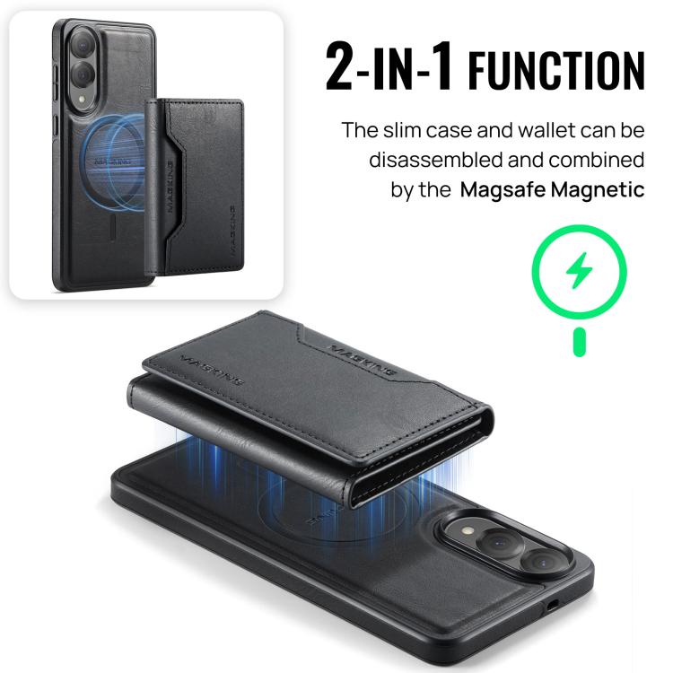 For Samsung Galaxy S25 Edge 5G MAGKING K2 Series MagSafe RFID Card Bag Detachable Phone Case