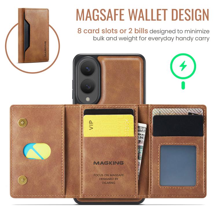 For Samsung Galaxy S25 Edge 5G MAGKING K2 Series MagSafe RFID Card Bag Detachable Phone Case