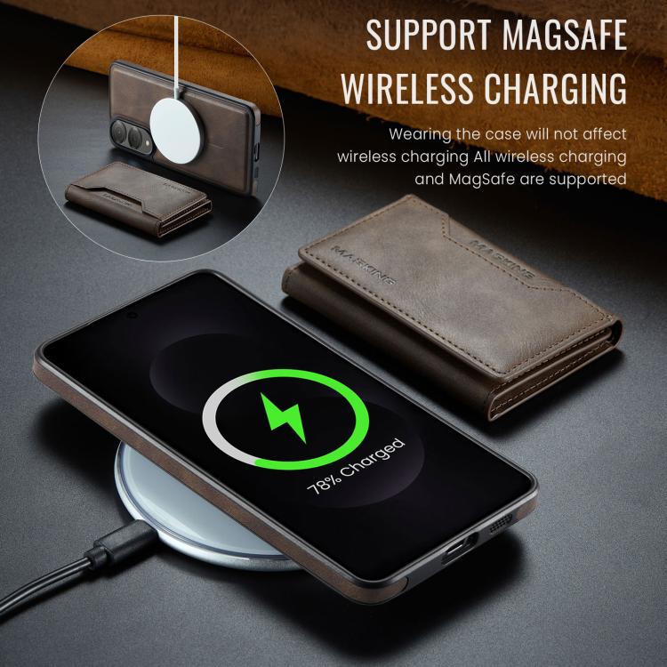 For Samsung Galaxy S25 Edge 5G MAGKING K2 Series MagSafe RFID Card Bag Detachable Phone Case