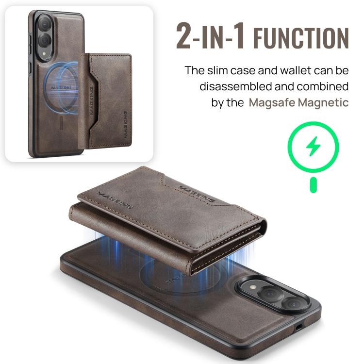 For Samsung Galaxy S25 Edge 5G MAGKING K2 Series MagSafe RFID Card Bag Detachable Phone Case