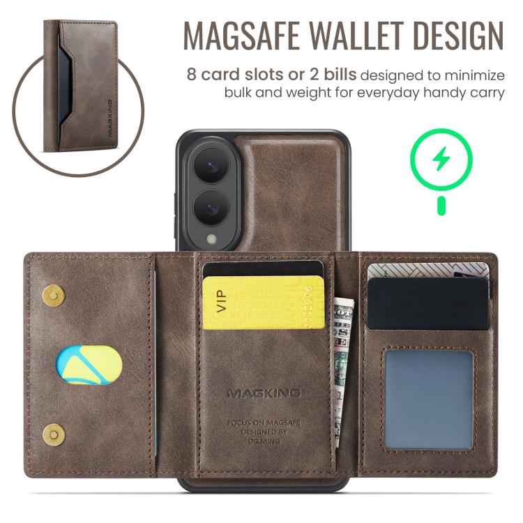 For Samsung Galaxy S25 Edge 5G MAGKING K2 Series MagSafe RFID Card Bag Detachable Phone Case