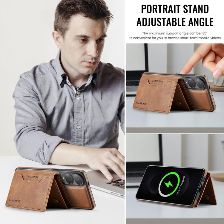 For Samsung Galaxy S25 Edge 5G MAGKING K2 Series MagSafe RFID Card Bag Detachable Phone Case