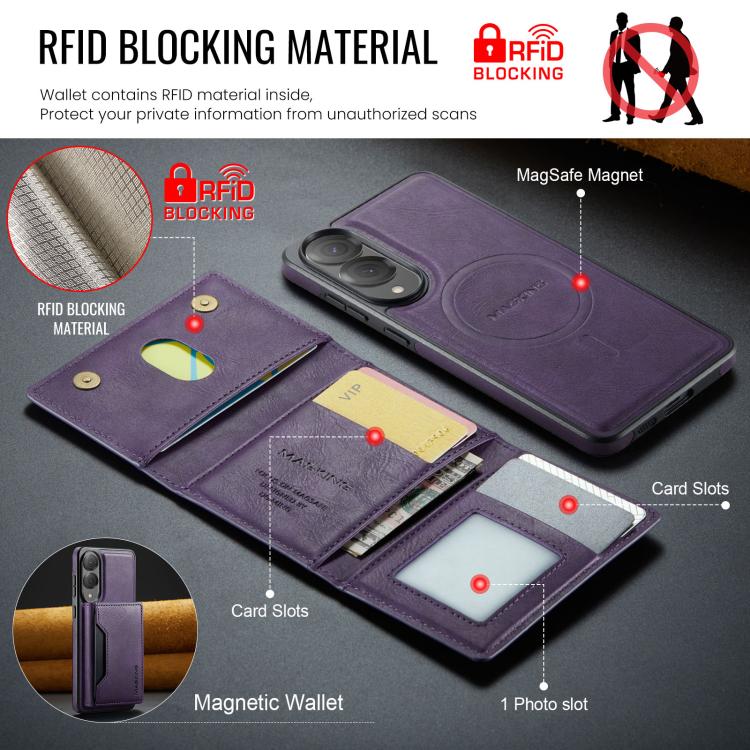 For Samsung Galaxy S25 Edge 5G MAGKING K2 Series MagSafe RFID Card Bag Detachable Phone Case