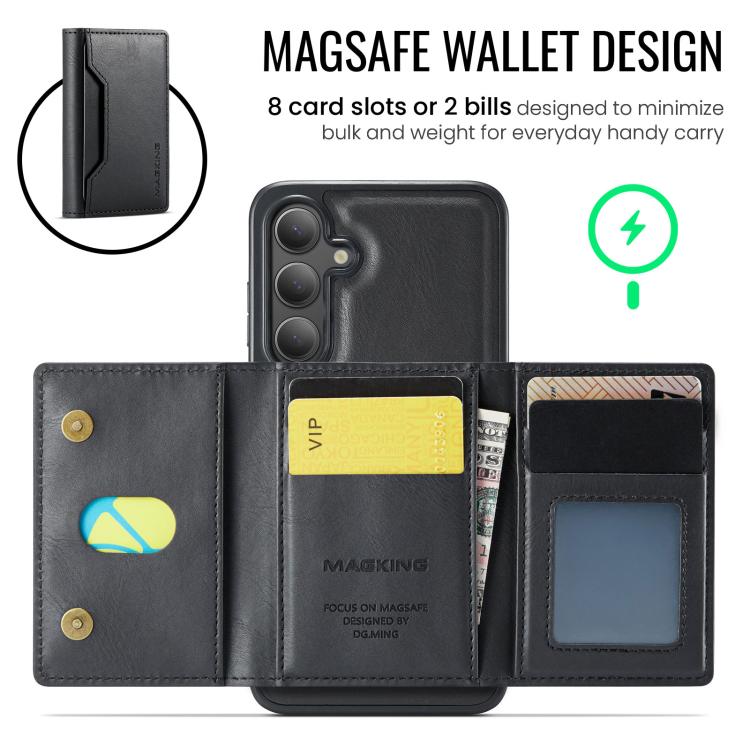 For Samsung Galaxy S25 FE 5G MAGKING K2 Series MagSafe RFID Card Bag Detachable Phone Case