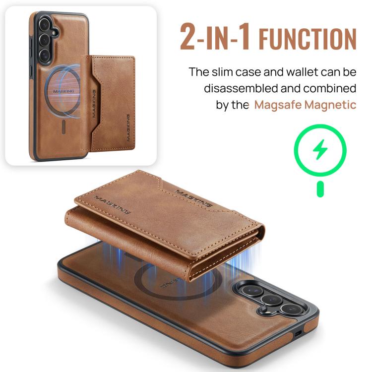 For Samsung Galaxy S25 FE 5G MAGKING K2 Series MagSafe RFID Card Bag Detachable Phone Case