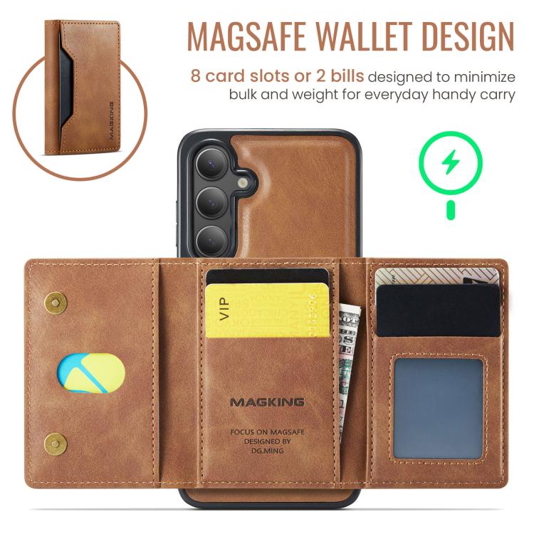 For Samsung Galaxy S25 FE 5G MAGKING K2 Series MagSafe RFID Card Bag Detachable Phone Case