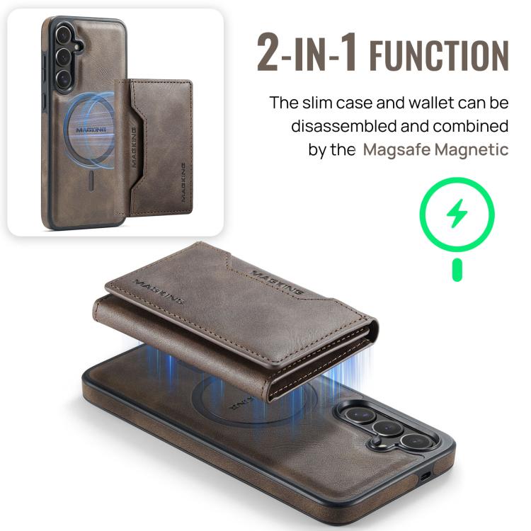 For Samsung Galaxy S25 FE 5G MAGKING K2 Series MagSafe RFID Card Bag Detachable Phone Case