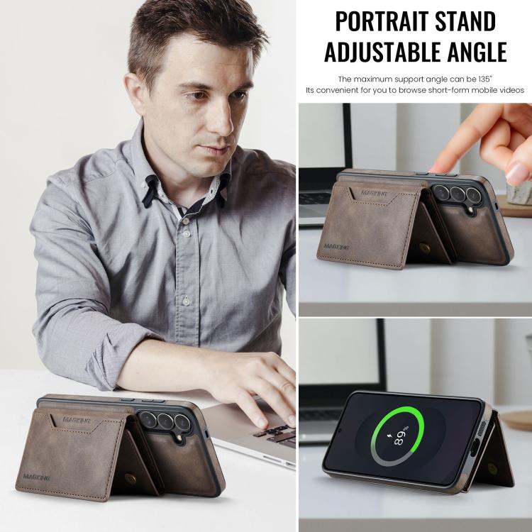 For Samsung Galaxy S25 FE 5G MAGKING K2 Series MagSafe RFID Card Bag Detachable Phone Case