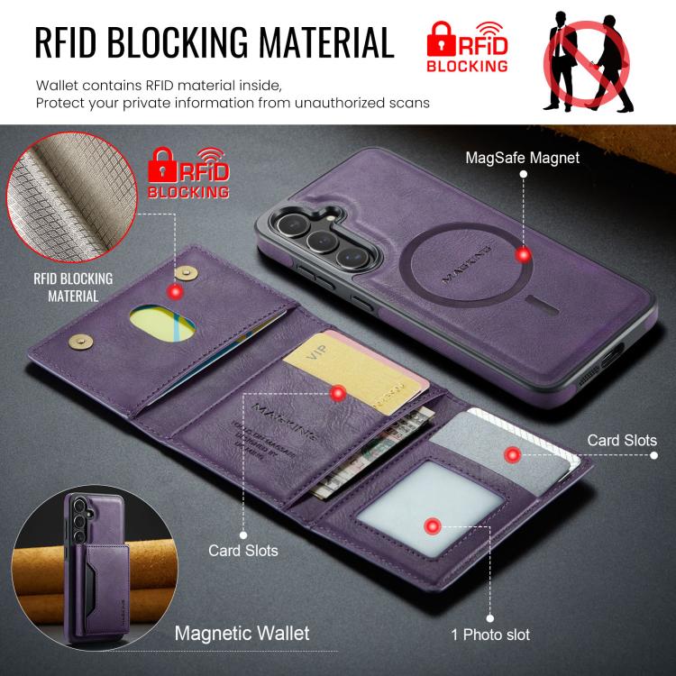 For Samsung Galaxy S25 FE 5G MAGKING K2 Series MagSafe RFID Card Bag Detachable Phone Case