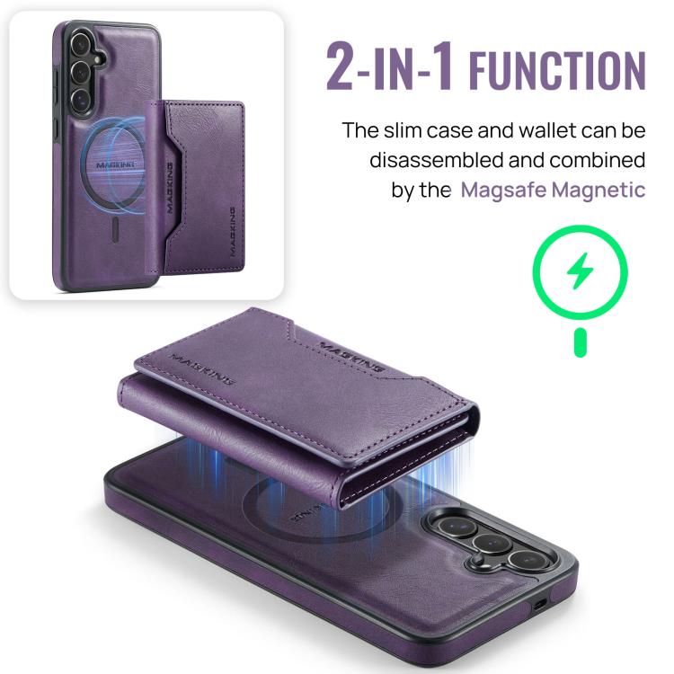 For Samsung Galaxy S25 FE 5G MAGKING K2 Series MagSafe RFID Card Bag Detachable Phone Case