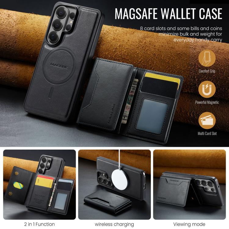 For Samsung Galaxy S26 Ultra 5G MAGKING K2 Series MagSafe RFID Card Bag Detachable Phone Case